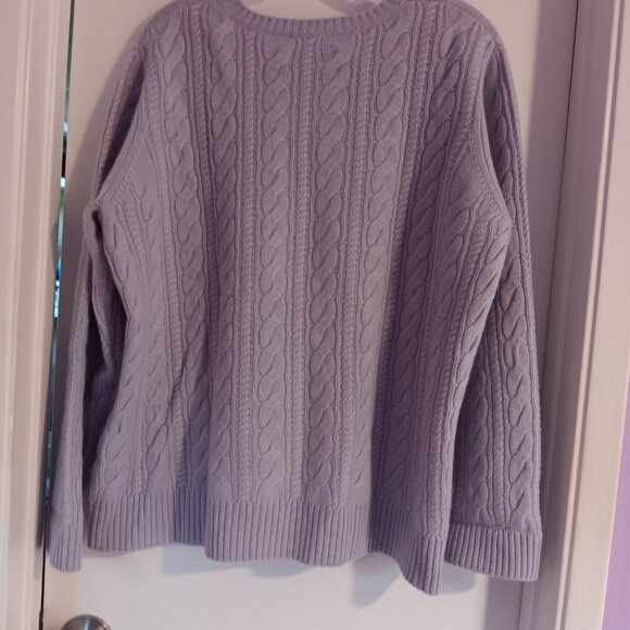 Bloomingdale's Women's Soft Lavender Crew Neck Cable Knit Sweater - Picture 5 of 6